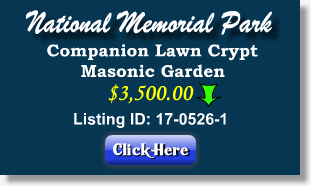 Companion Lawn Crypt for Sale $3500 - Masonic Garden - National Memorial Park - Falls Church, VA - The Cemetery Exchange